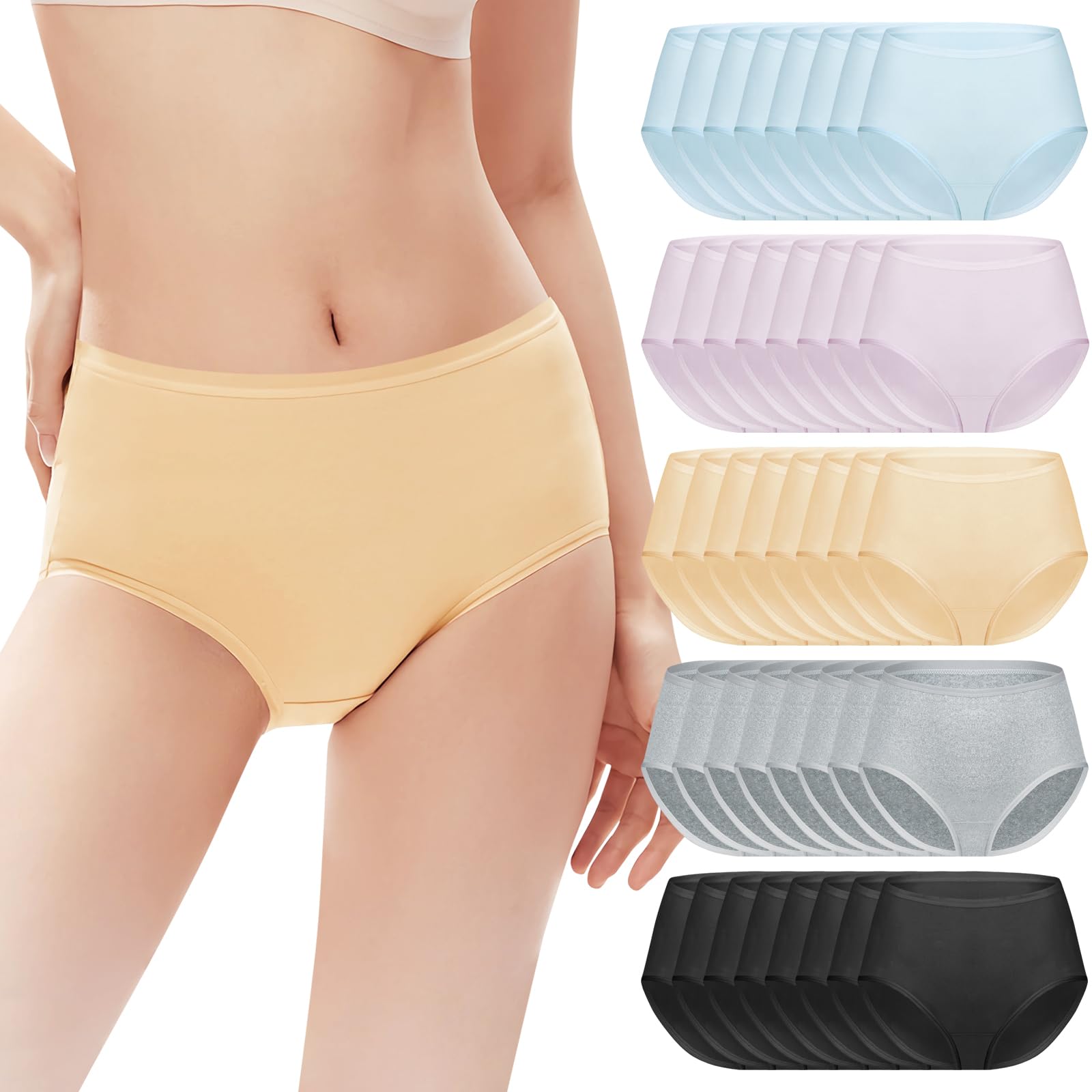 75-Pack Womens Cotton Underwear Multipack 5 Colors 5 Sizes S-XXL Breathable Ladies Panties Bulk for Homeless Shelters Charity