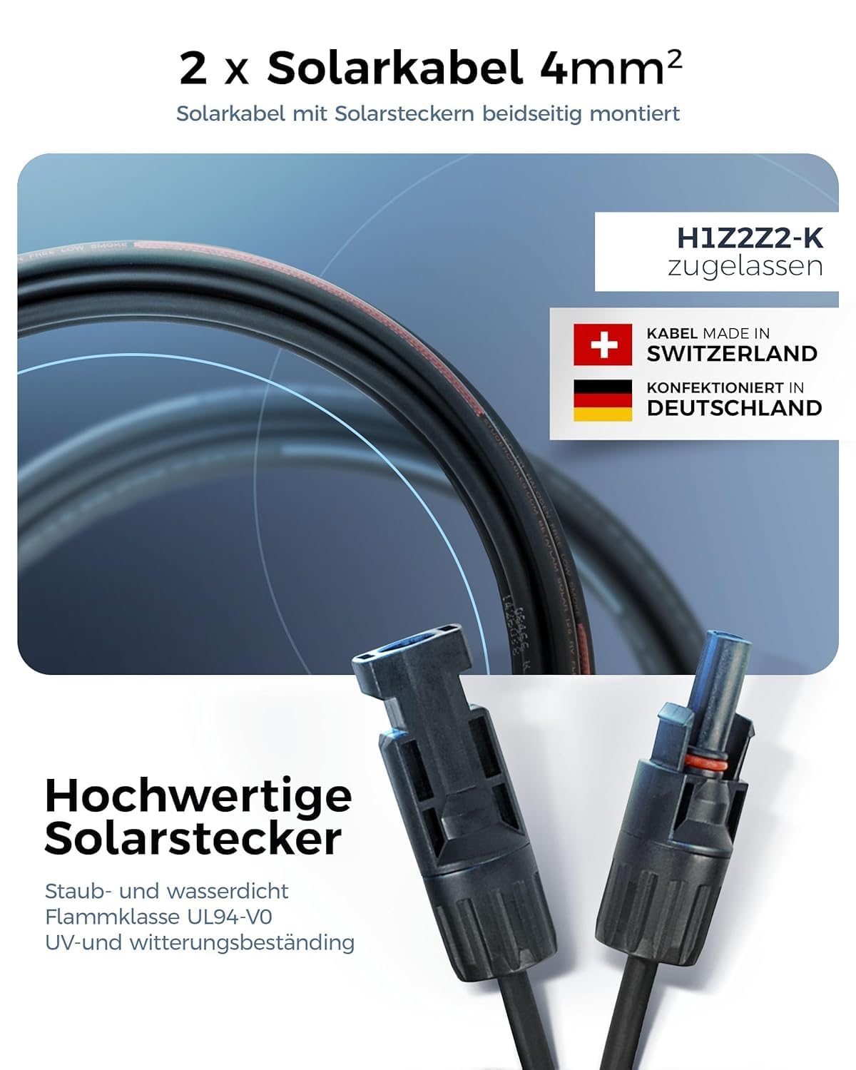 MC4 Stecker Set 2 Paar - Wasserdichte Solarstecker Für Balkonkraftwerk & Photovoltaik Anlagen