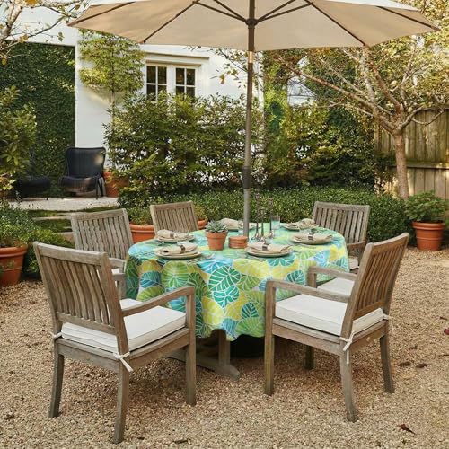 Image of EHouseHome Outdoor Indoor Tablecloth with Umbrella Hole for Oval Table,Waterproof Patio Table Cloths, Spring /Summer Table Covers with Zipper for Backyard Circular Table /BBQs /Picnic,60 x 84 inches
