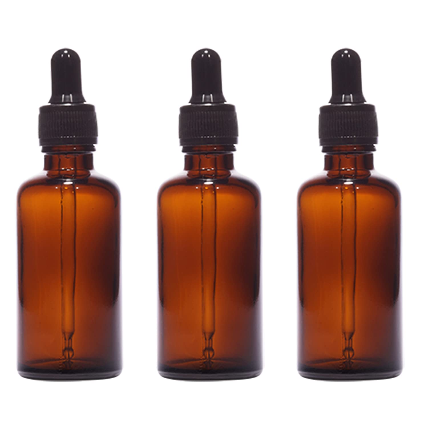 Rentra S.P.A 50ml Amber Round Regular Glass Bottle + Glass Dropper + Black Ring + Black Silicon Teat