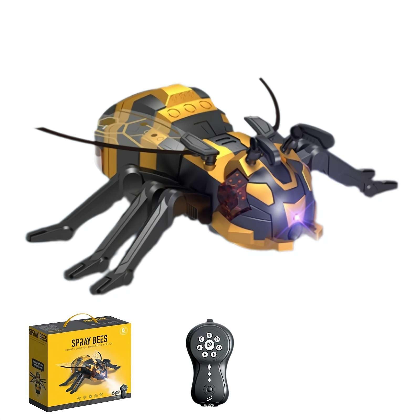 Remote Control Spider, Realistic RC Spider Robot, Remote Control Dragonfly, Remote Control Elephant, with Spray/Light/Music, Kids Wireless Remote Control Toy, RC Tarantula with LED Eyes (Bees)