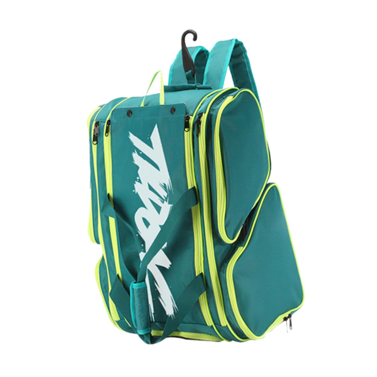 Pickleball Borsa Zaino Porta Equipaggiamento Multifunzionale Organizer Racket Borsa Tracolla Regolabile Tessuto Impermeabile Adatta per Sport Esterno, Verde