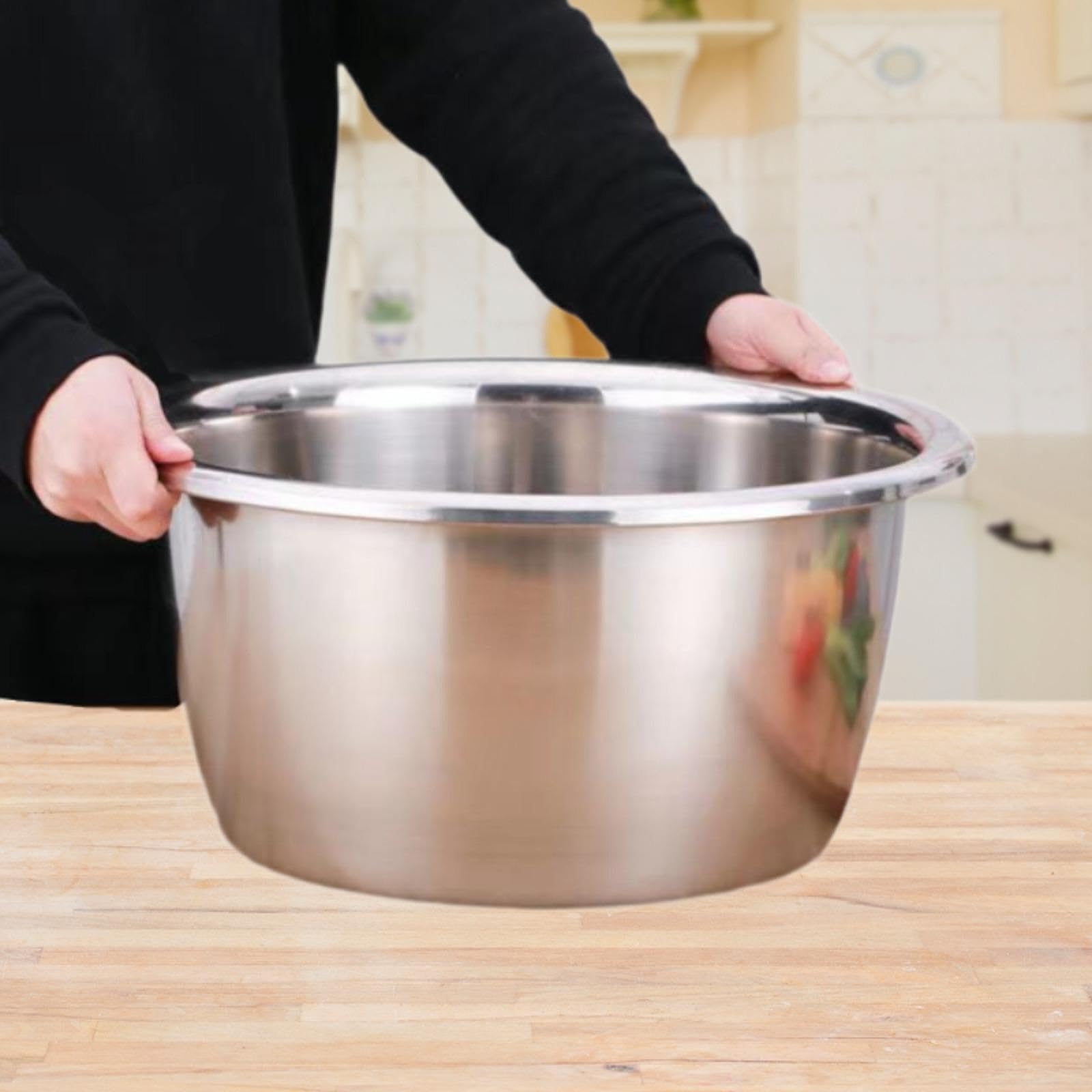 Lavabo de Acero Inoxidable, para Lavar Ropa, utensilio de Cocina, Recipiente Grande para cocinar, palangana para pies, Plato para Frutas, pastas, 32CM