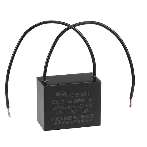 uxcell Condensador de ventilador de techo CBB61 25uF 250V AC 2 alambres condensador de película de polipropileno metalizado 1.890x1.496x1.024 in