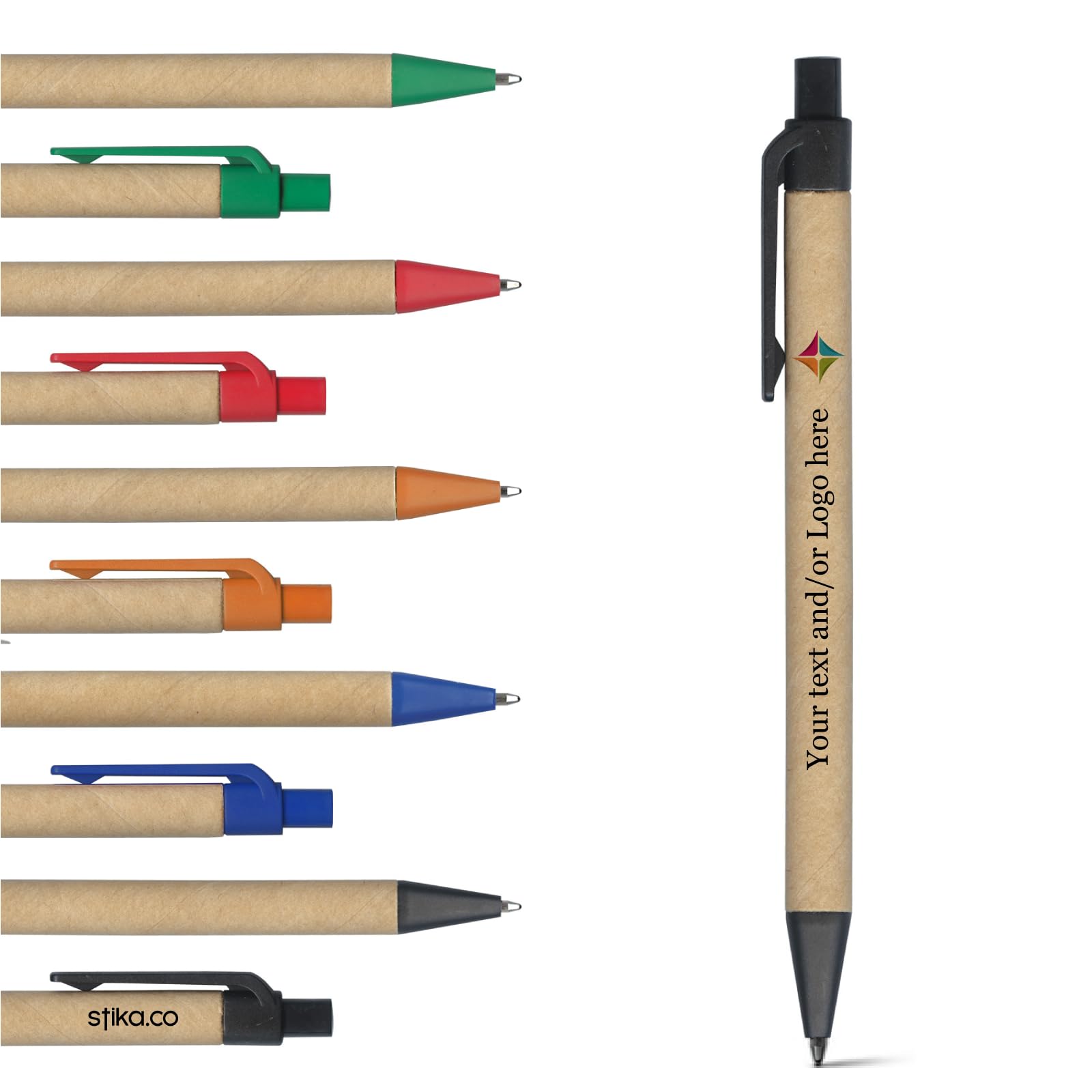 Pack of 80 Black Eco-Friendly Recycled Pens – Colour Customisable Promotional Pens with Optional Black Velvet Pouches – Personalised pens Ideal for Schools, Businesses, and Promotional Events — image 1