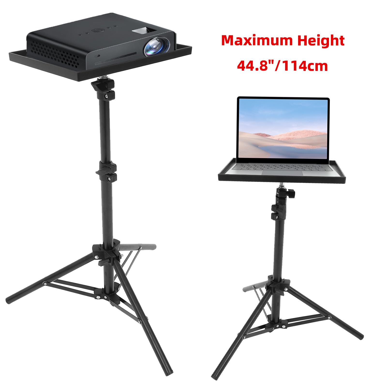 Mipcase Treppiede per Proiettore Asta Telescopica e Supporto Vassoio, Regolabile in Altezza, per Home Theater e Eventi Dj
