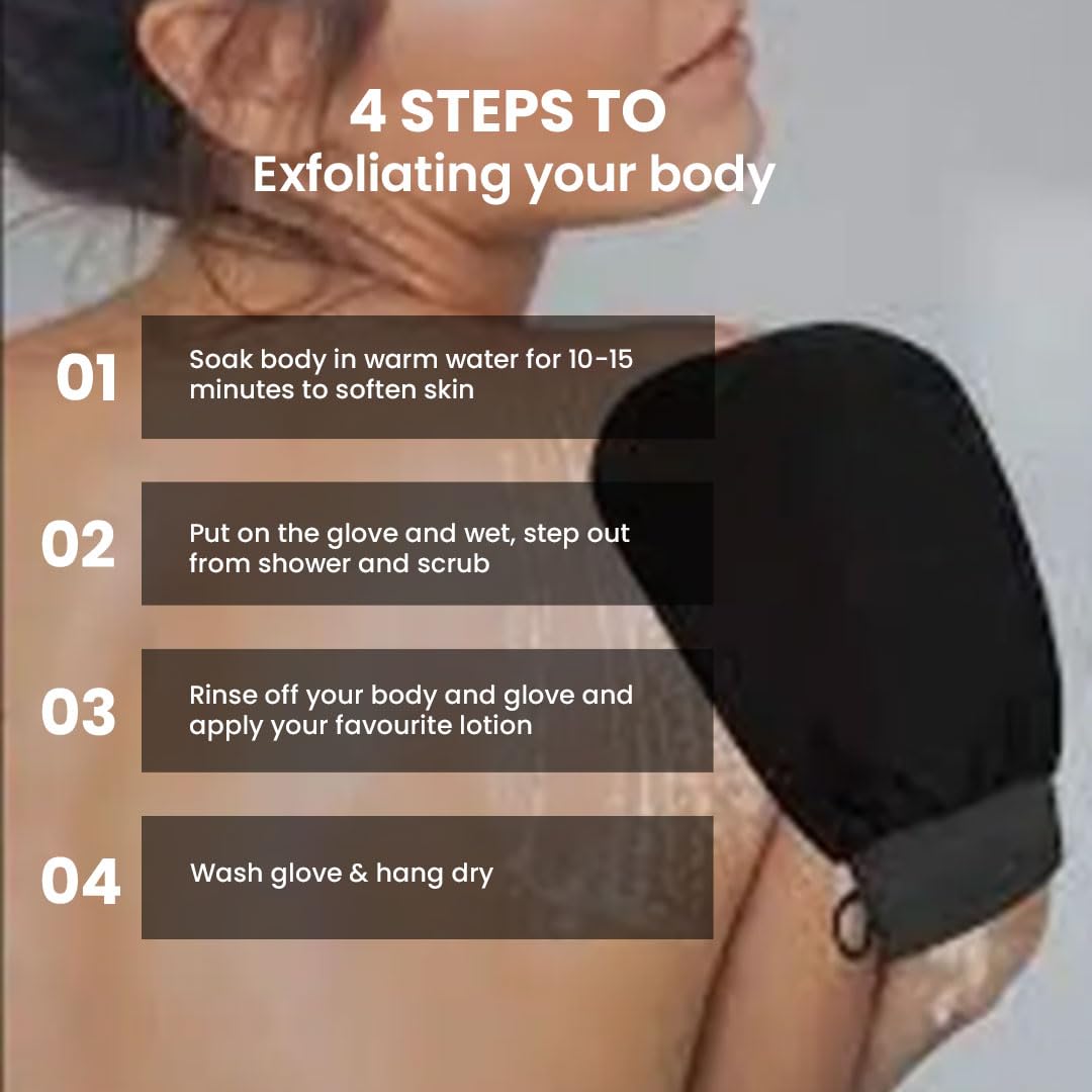 Indus Organics Bathing glove,Exfoliating Glove - Pure Viscose Fibre, Tan Removal for Face and Body,Triple-Layered Exfoliating Body Glove for Dead Skin, 1