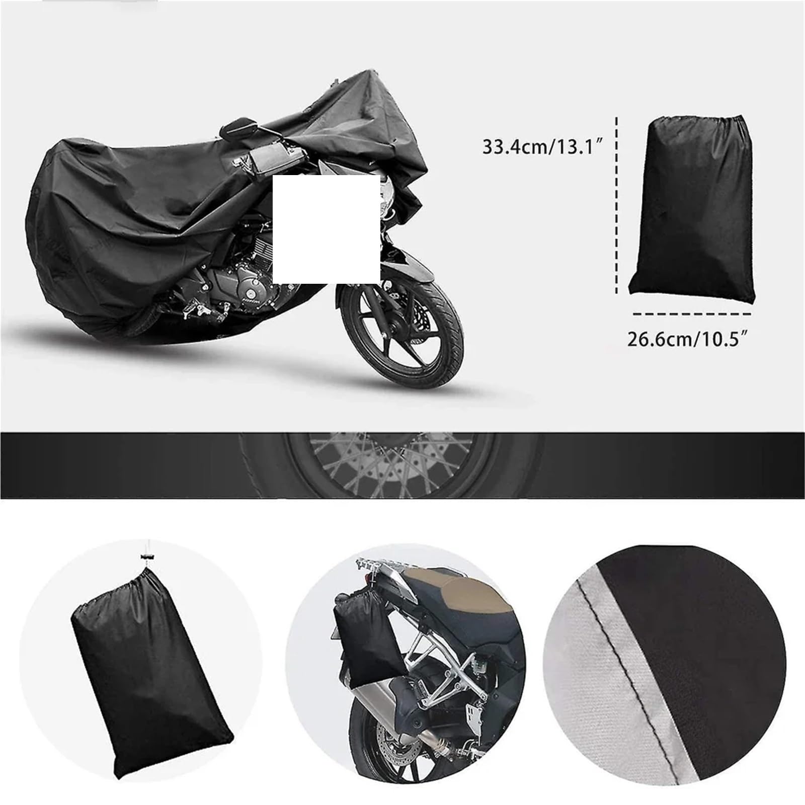 Coprimoto in poliestere | Nero Più Misure Outdoor: Copertura for Moto e Scooter(4XL)