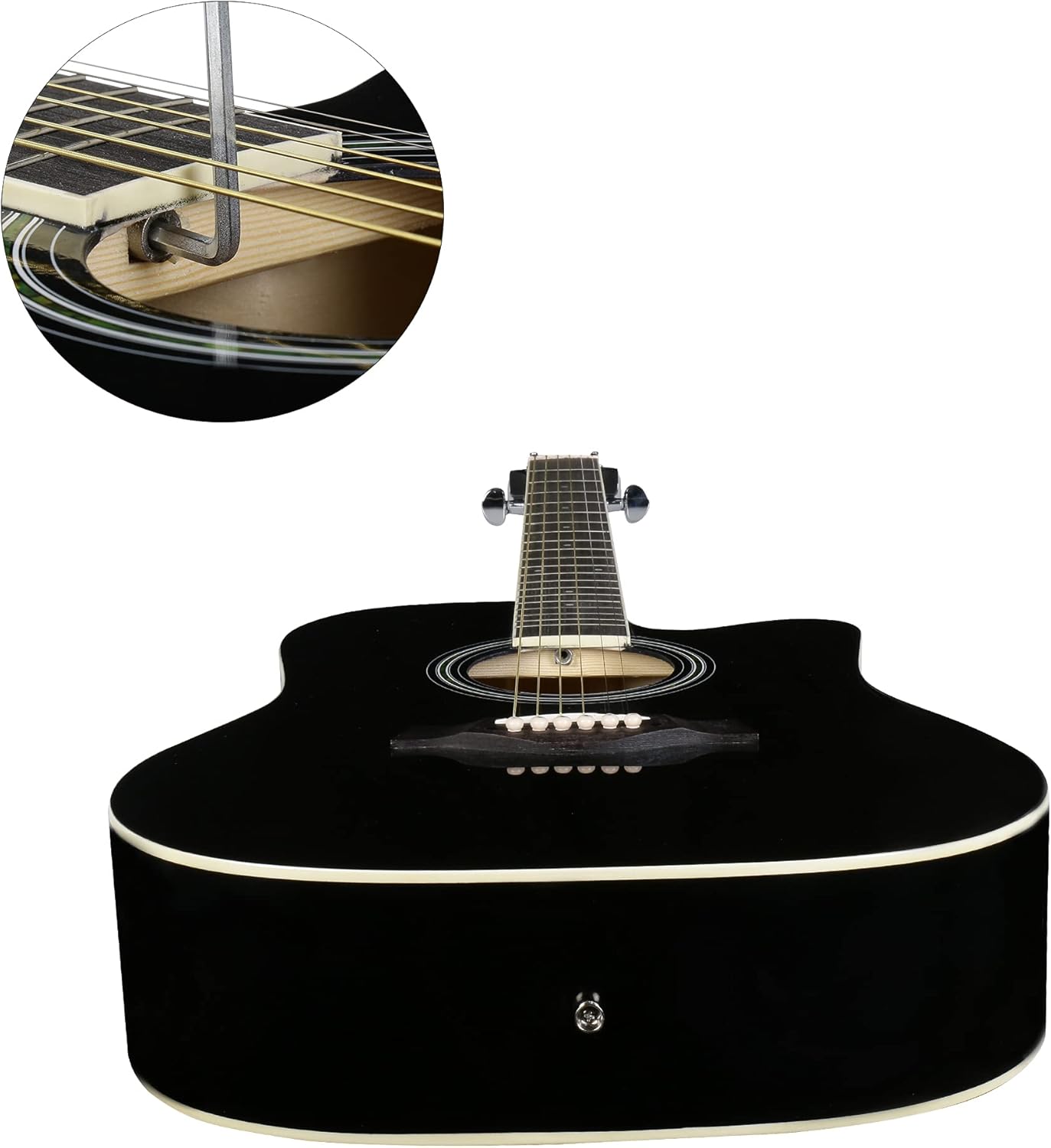Juârez 38" Cutaway Acoustic Guitar with Bag, Strings, Plectrum and Strap, Black, 41 Inch Kit