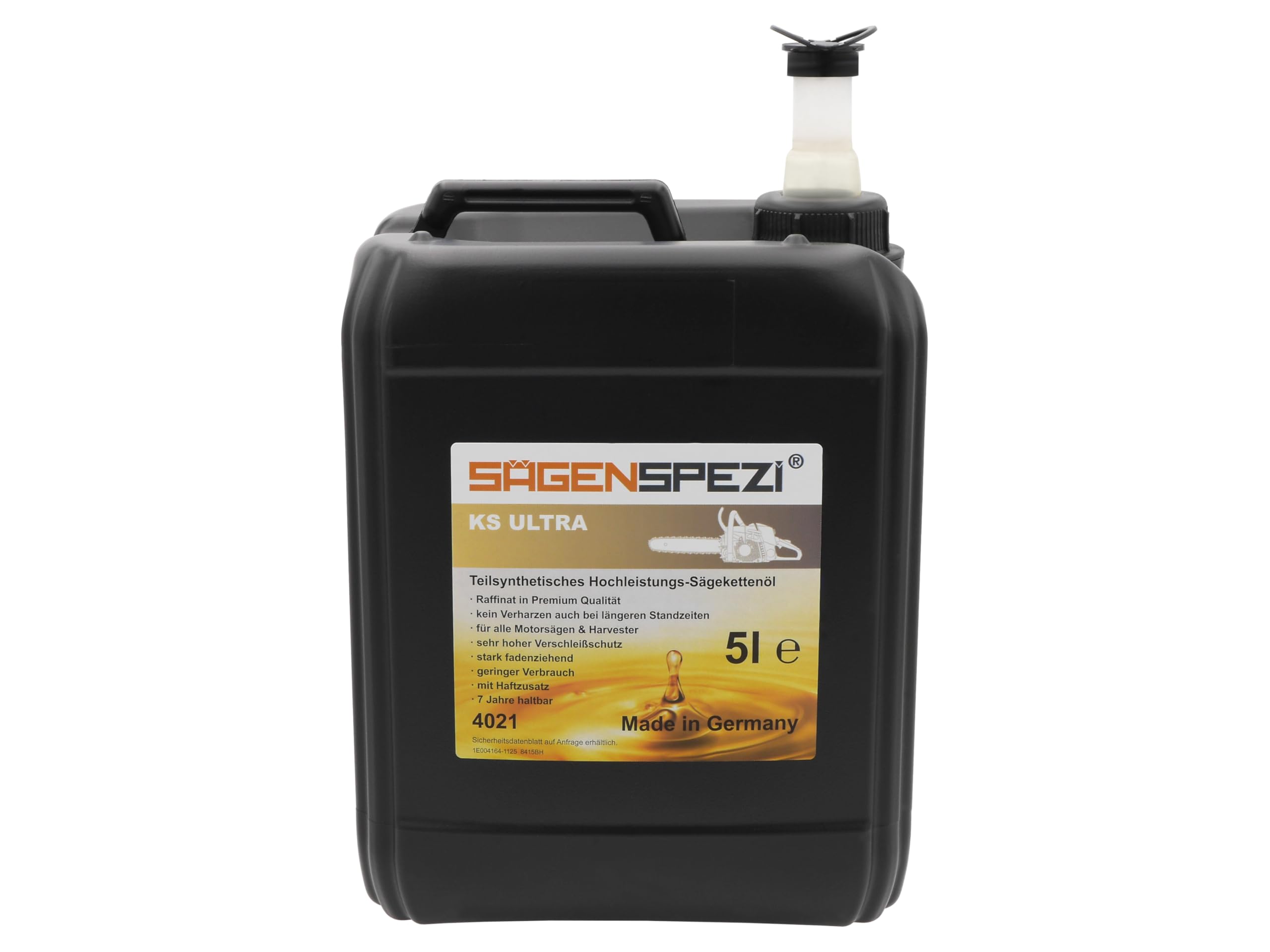 5 Liter Sägenspezi Premium Kettenhaftöl KS Ultra Sägekettenhaftöl teilsynthetisches Hochleistungs-Kettensägenöl Kettensäge Öl Motorsägen Kettenöl Sägekettenöl kein Verharzen hoher Verschleißschutz 5l