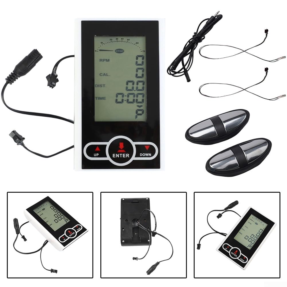 Oniissy Tachimetro bianco per cyclette, ricambio per computer da bicicletta, monitor fisso con frequenza cardiaca 13,7 x 7,9 cm