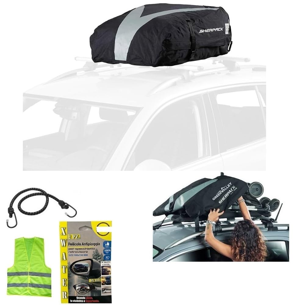 Coffre de voiture 270 litres pour toit, barres de toit, compatible avec AC couverture bagages, imperméable et résistant, fond en métal, L 100 x l 80 x H 26-40 cm