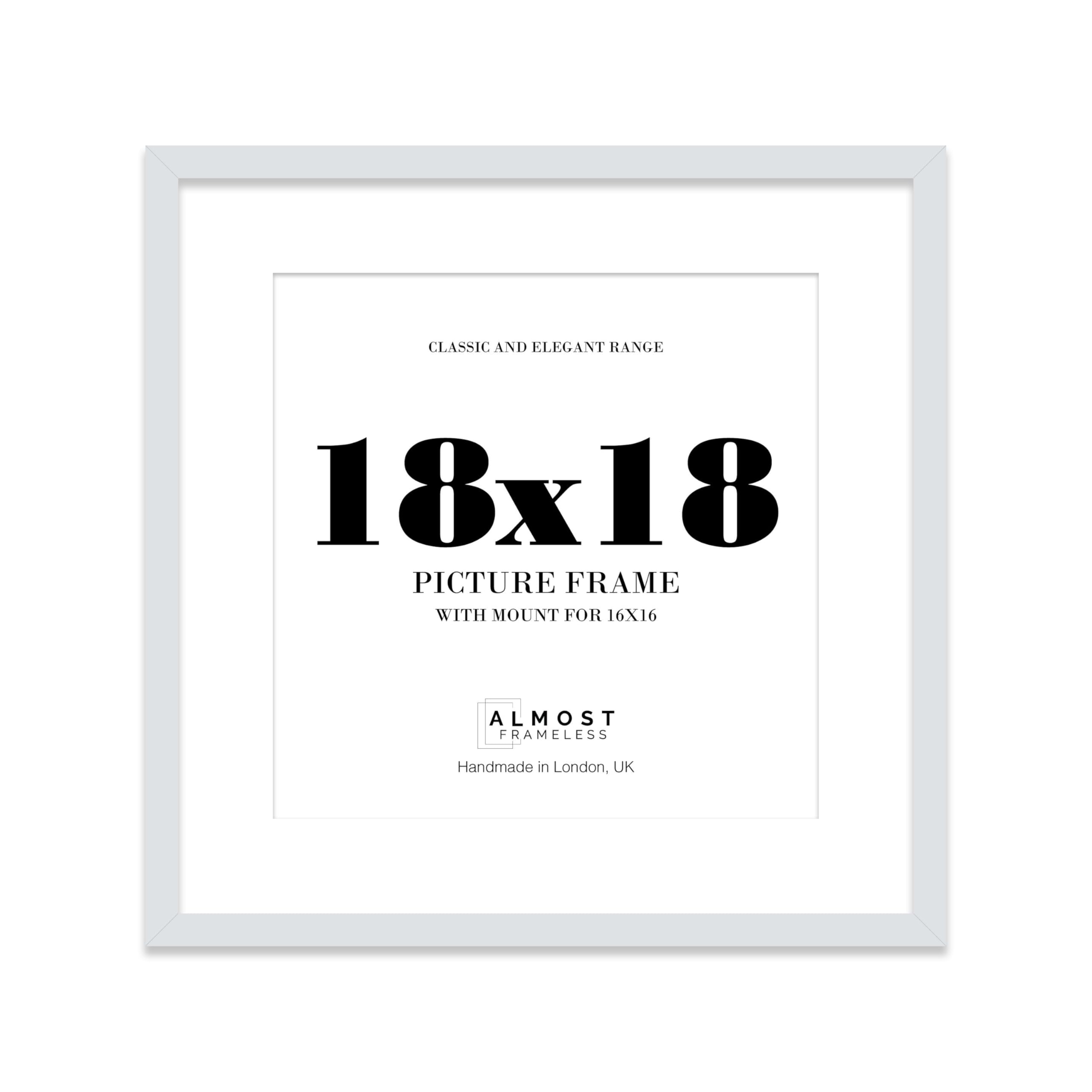 18x18 Light Grey Picture Frame with Mount for 16x16 Photos, Prints - Modern Square Wall Frame, 1 Pack
