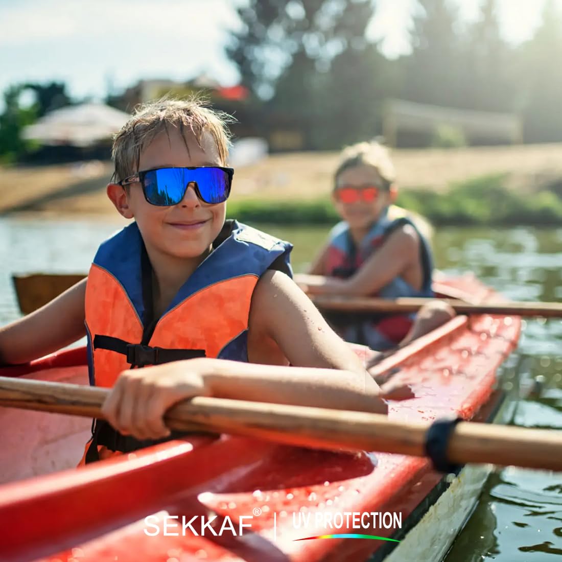 SEKKAF Dziecięce polaryzacyjne okulary przeciwsłoneczne dla chłopców, dziewcząt, sportowe okulary przeciwsłoneczne, ochrona przed promieniowaniem UV, lekkie oprawki, wiek 3-12 lat