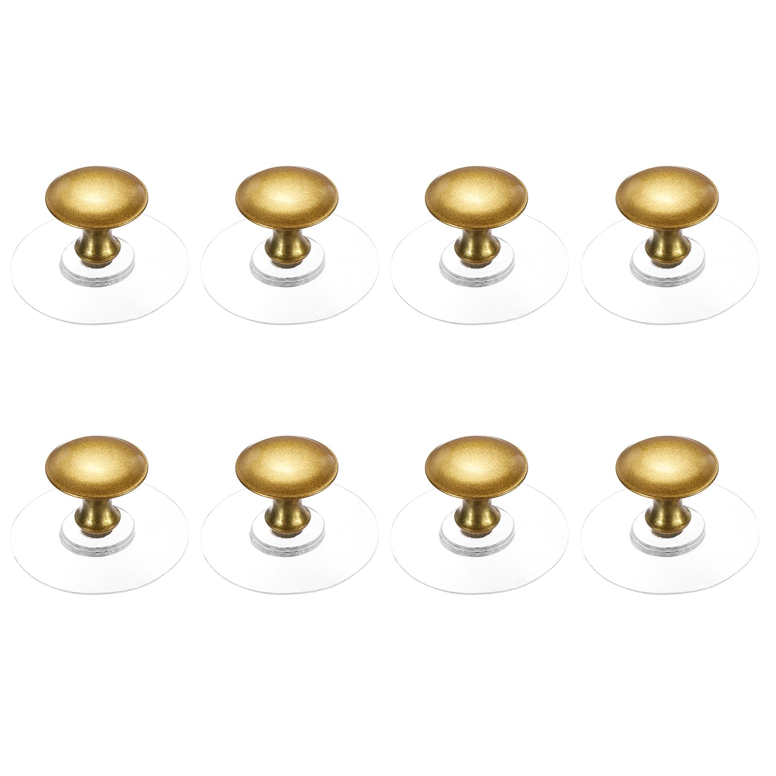 sourcing map 8 Pack Adhesive Cabinet Knobs, Stainless Steel Stick on Drawer Knobs, Round Self-Stick Instant Cabinet Handle Pulls for Window Wardrobe Cupboard Drawer Closet, Gold/Clear