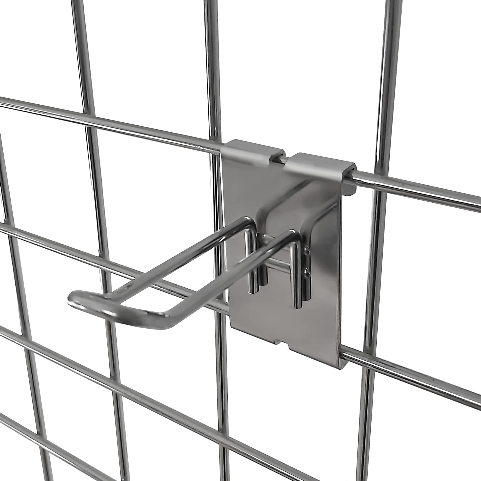 Grid Hooks - 100mm / 4inch Euro Double Prong in Chrome - Shop Fittings for Gridwall (J27+) (10)