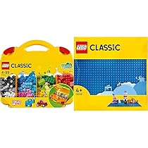 LEGO 10713 Classic Valigetta Creativa, Contenitore Mattoncini Colorati & 11025 Classic Base Blu, Tavola per Costruzioni Quadrata con 32×32 Bottoncini