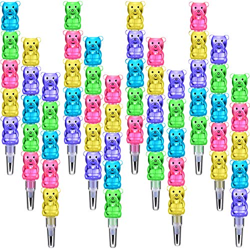 Outus 40 Pieces 5 in 1 Stackable Pencils Colored Bear Stacking Pencils Plastic Bear Pencils for Birthday Party Favors Supplies