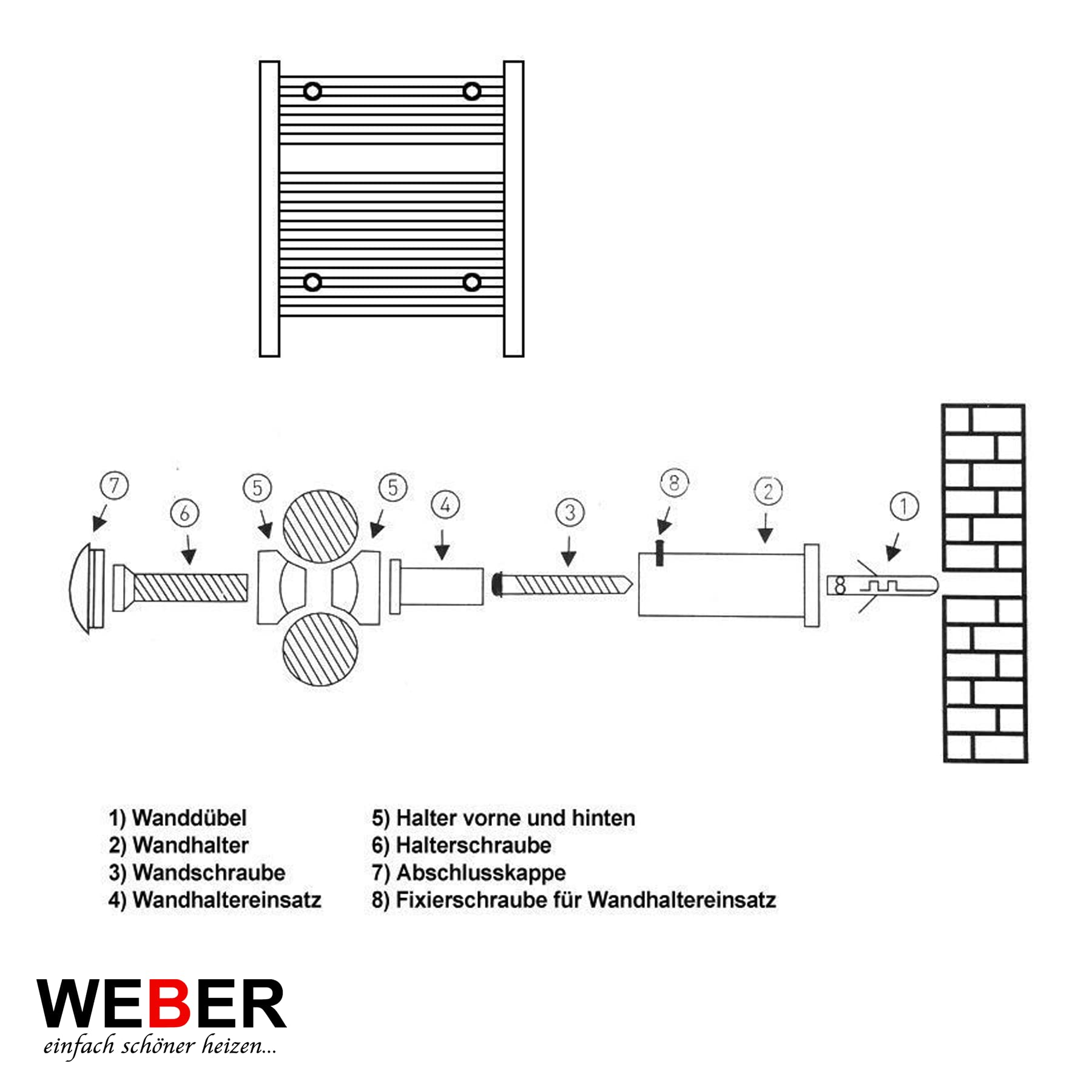 Badheizkörper Heizung Badezimmer Heizkörper alle Größen Weiß/Anthrazit WEBER (50x140cm weiß)