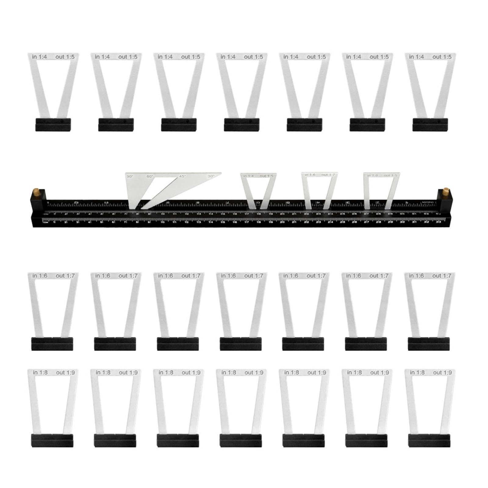28pcs Sliding Dovetails Marker Set with 6 Templates Dovetails Measuring Tool for Enhances Efficiency in Furniture Making Workshop Measurement Tool