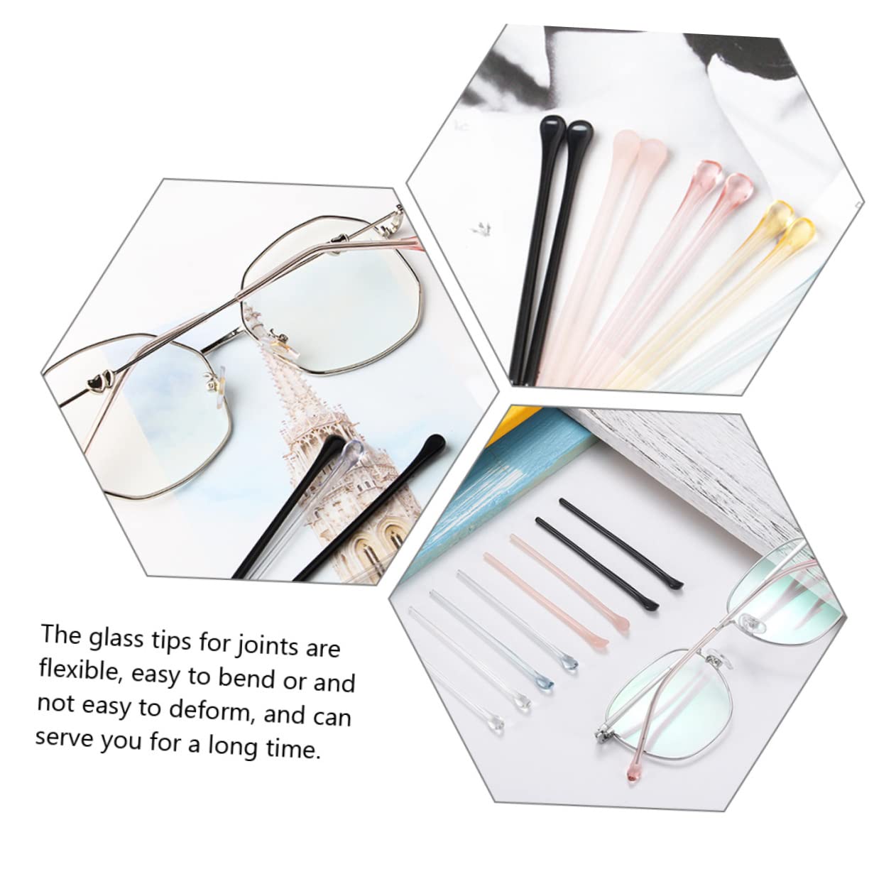 COLLBATH Eyeglass Temple Tips Metal 10pcs Silicone Ear Hooks for Glasses Comfortable and Sturdy Temple Tips