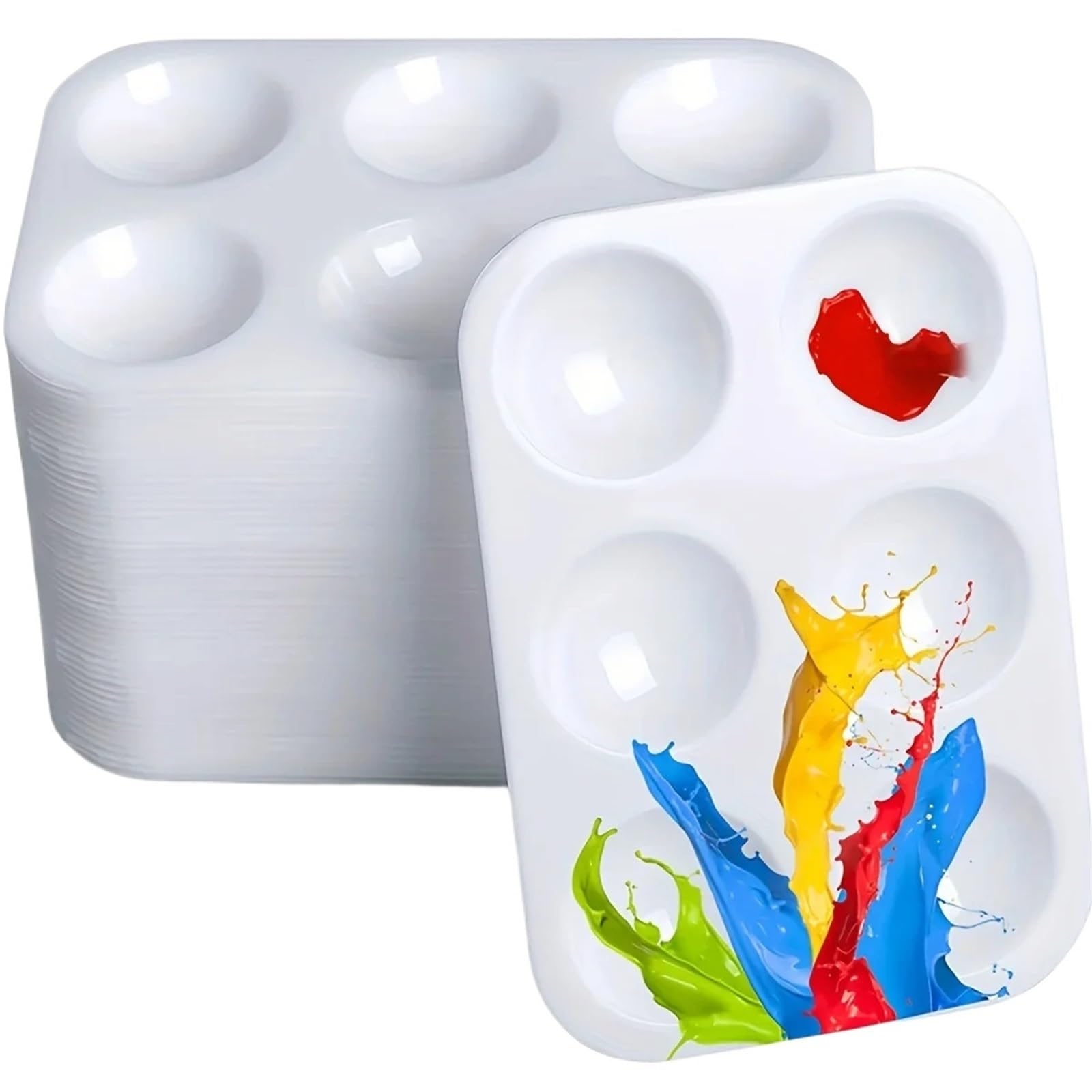 Paleta De PláStico Paleta de Pintura plástico Blanco 2/8/15 Piezas, Paleta Acuarela 6 pocillos, Bandeja Rectangular, for Mezclar Pinturas para Mezclar Colores(White 15pcs)
