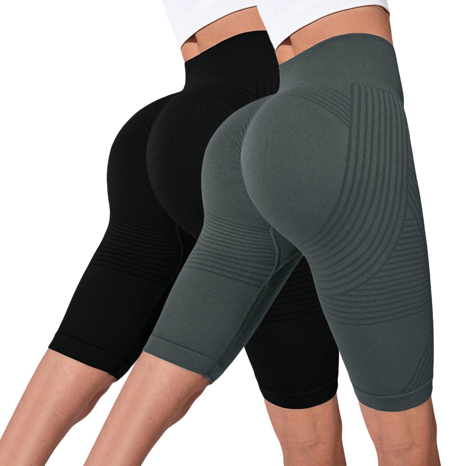 2 Pezzi Solenao Leggins 3D Anticellulite Donna,Push Up Sculpture Lipedema a Compressione Controllo Graduata Estivi Anti Cellulite Leggins Corti Donna Sportivo Vita Alta Senza Cuciture Fitness Yoga