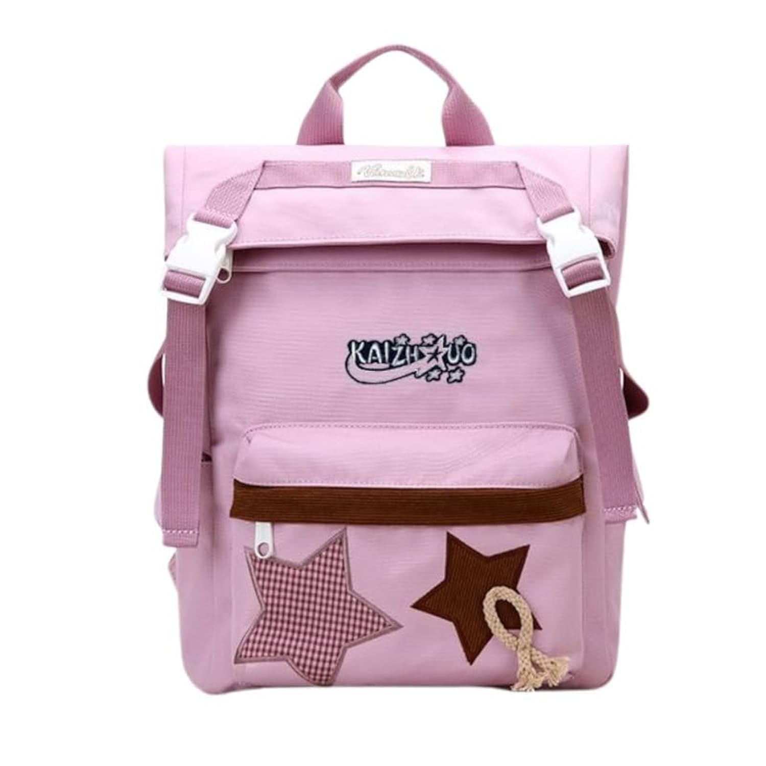 jupkem Aesthetic Backpack Fashion Star Tote Backpack Korea Preppy Shoulder Bags Cute Carry on Bag Y2k Vintage Everyday Bags(pink)