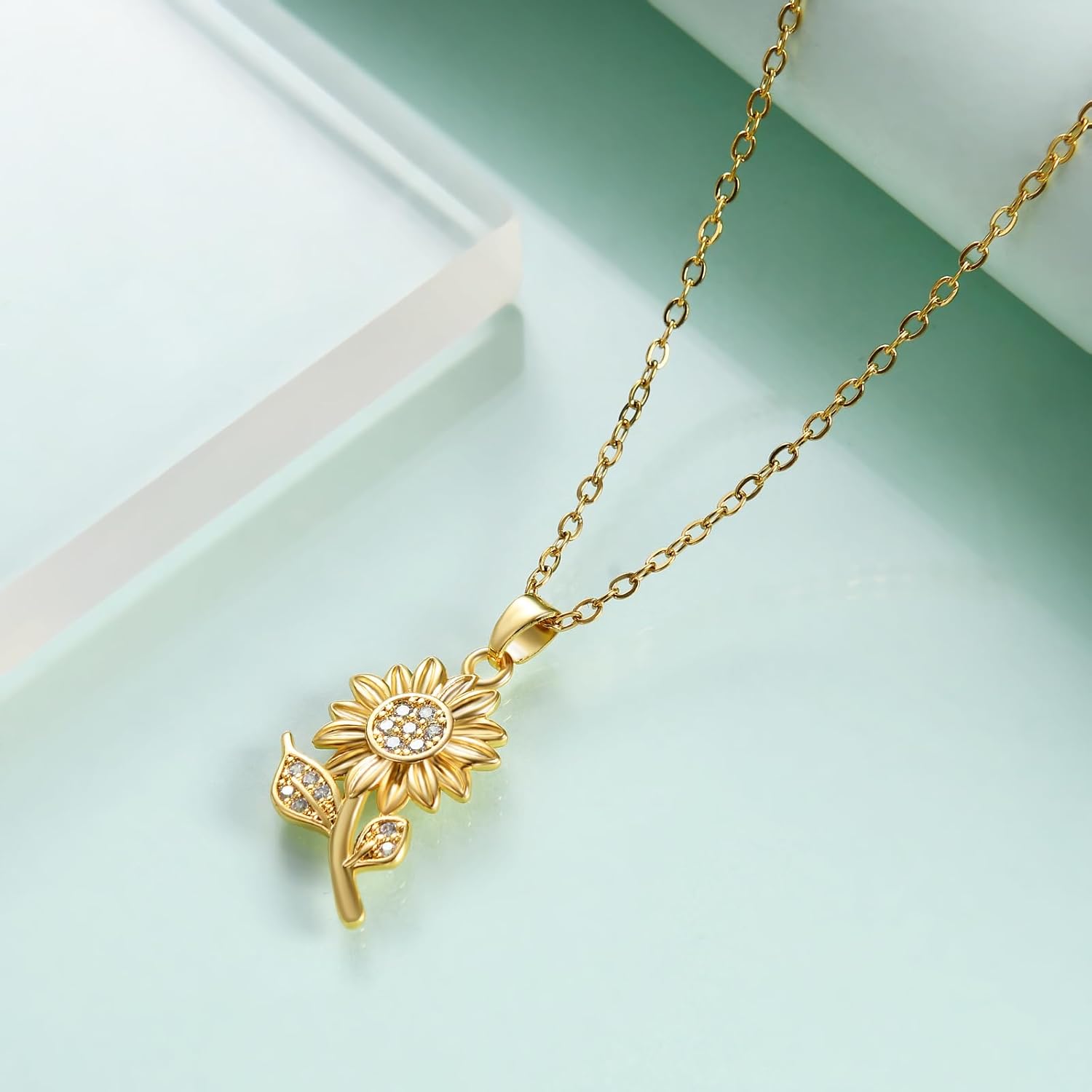 Rnivida Sunburst Necklace for Women,14K Gold Plated Sun Jewelry for Her - Image 2