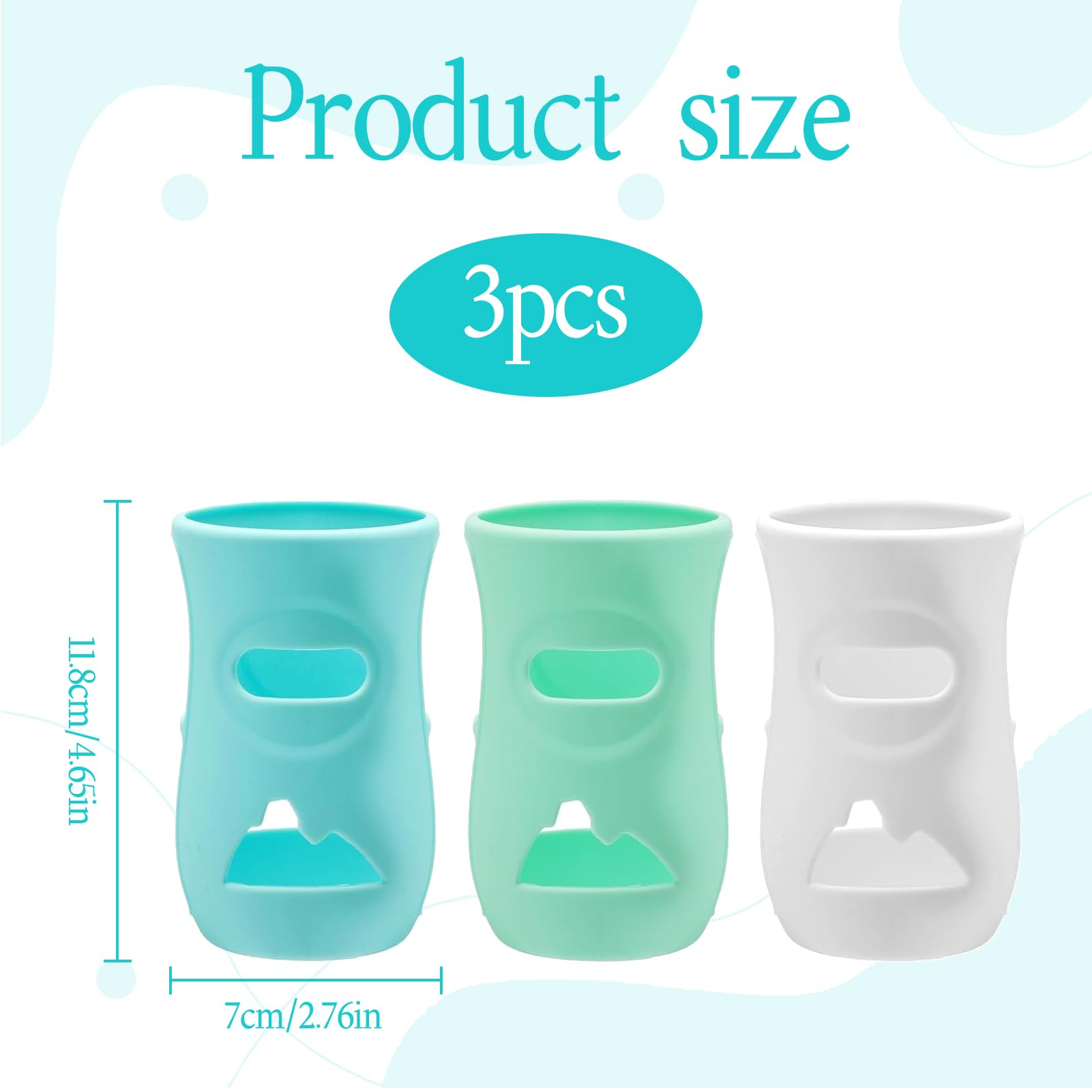 3 Silikonhüllen für natürliche Aventflaschen, aus Glas, bruchsicher, kompatibel mit Philips Avent Naturglasflaschen (240 ml)