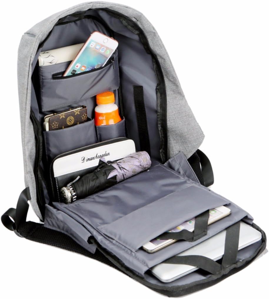 ROYALDEALSHOP Made of High Quality Waterproof Grey Anti Theft Waterproof Laptop Backpack Bag for Men with USB Charging Point