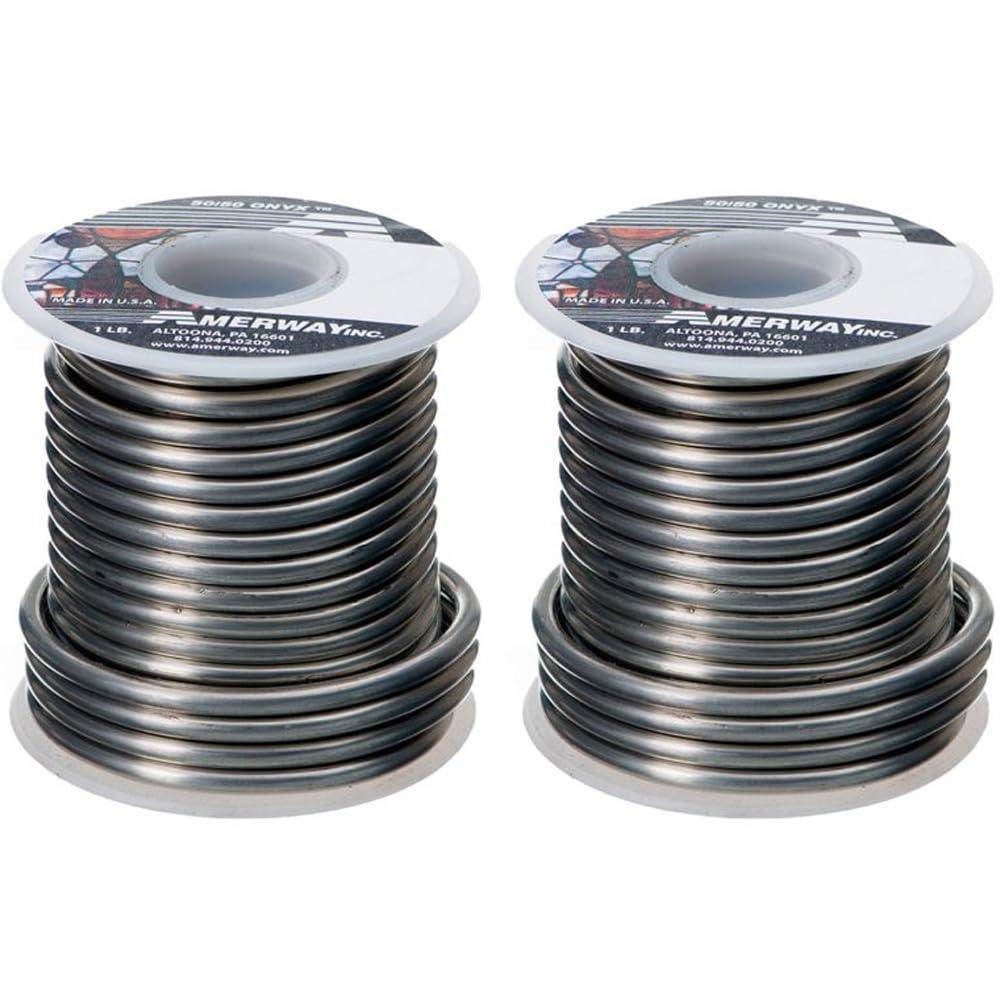 2 Pack - Amerway 50/50 Solder for Glass Projects & More - 1lb Spools