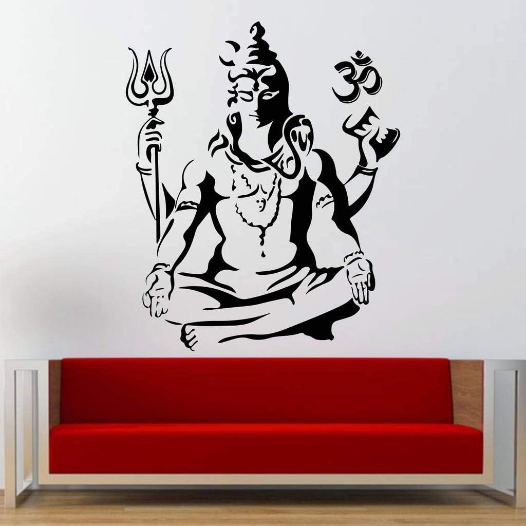 HandmadeJewel Vinyl Removable/Easy to Peel/Easy to Stick/Safe on Painted Walls Black Meditating Shiva Wall Stickers/Wall Decals Room Home Décor