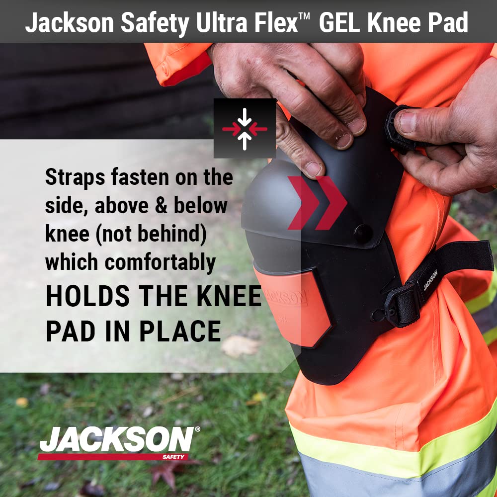 JACKSON SAFETY 95110 Universal, Grey/Orange Ultra-Flex Premium Grade protective durable comfort anti-slip Knee Pads for construction, work, gardening, flooring or DIY, grey