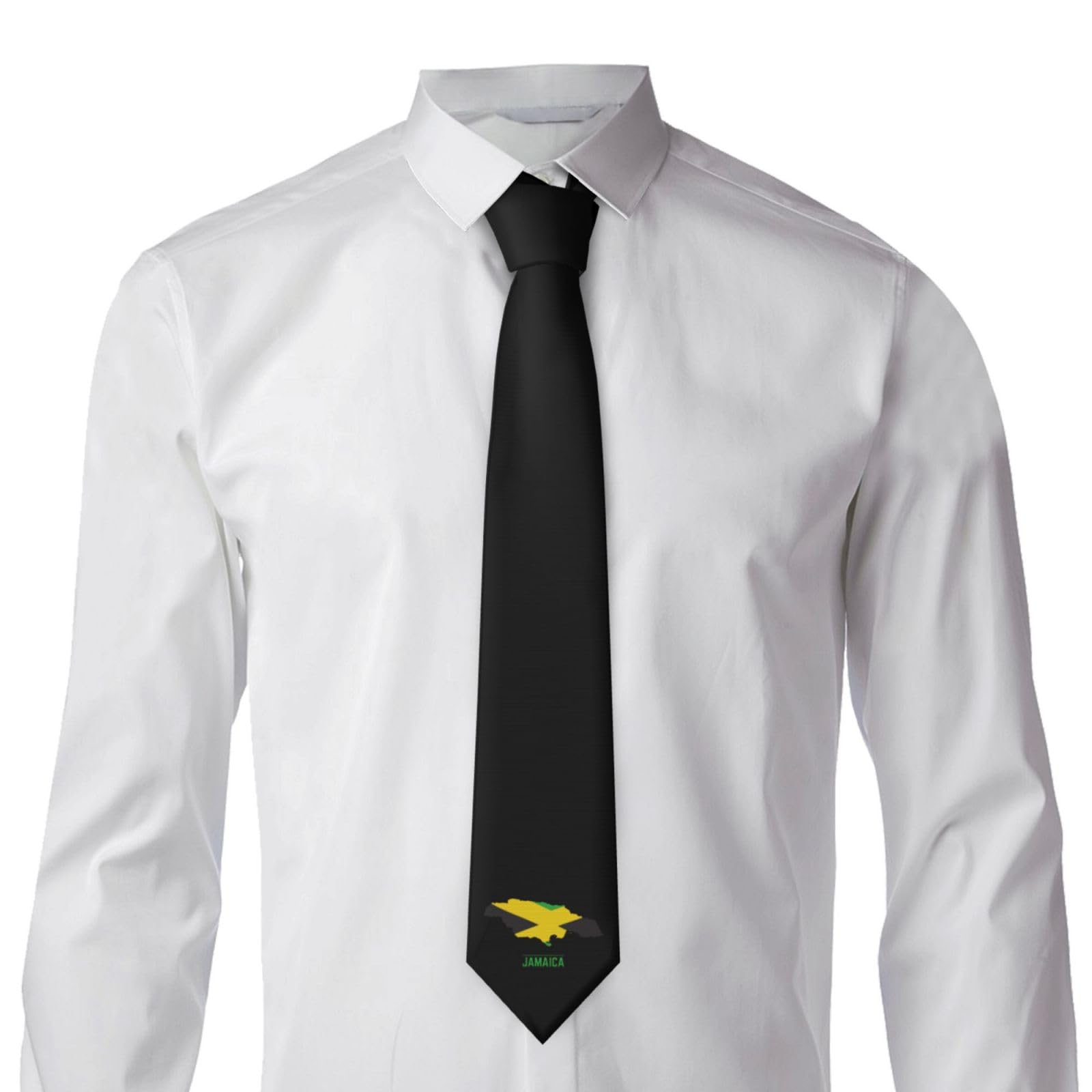 Hlbsdm Men's As Pic Jamaica Flag Jamaican Map Ties Novelty Mans Ties Fit Valentine's Day Christmas Wedding Father's Day Business Necktie Black