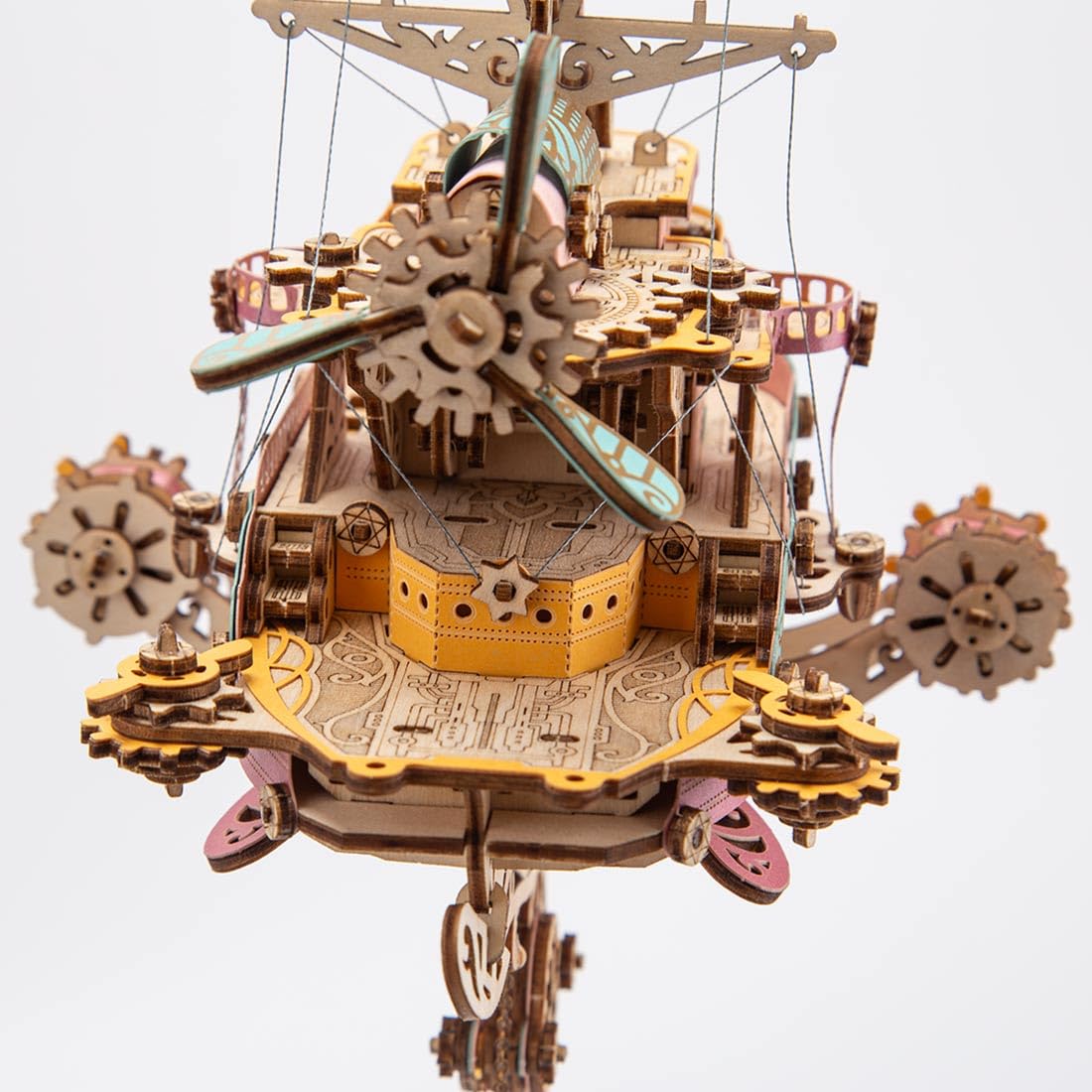 Drewniane Puzzle 3D dla Dorosłych - Steampunk Statek Lotniczy do Samodzielnego Montażu, Zestaw do Budowania, Rzemiosło