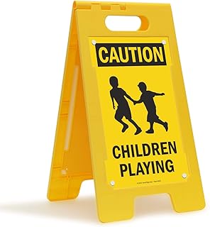 Best SmartSign "Caution - Children Playing" Folding Floor Sign | 25" x 12" Plastic Review 