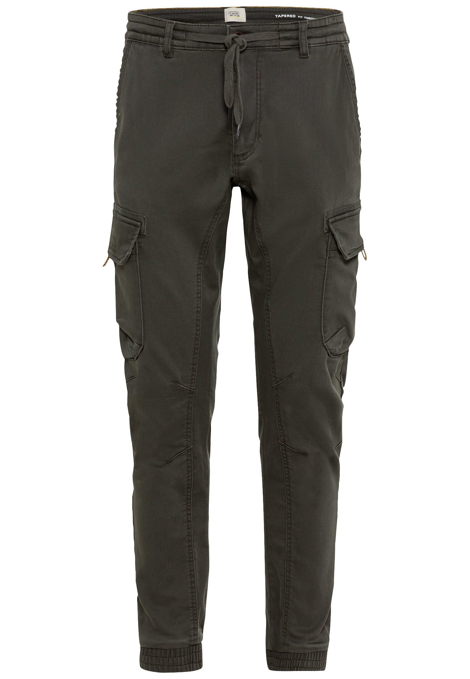 camel active Herren Tapered Fit Cargo in Jersey-Optik Dunkelgrün, menswear-38/30