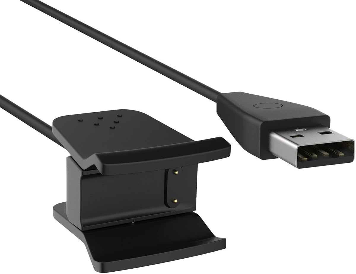 MoKo Charger with Reset Button Compatible with Fitbit Alta HR, Replacement USB Charger Charging Cable Cradle Dock Adapter with 1.8 FT (550mm) Cable Length, Black