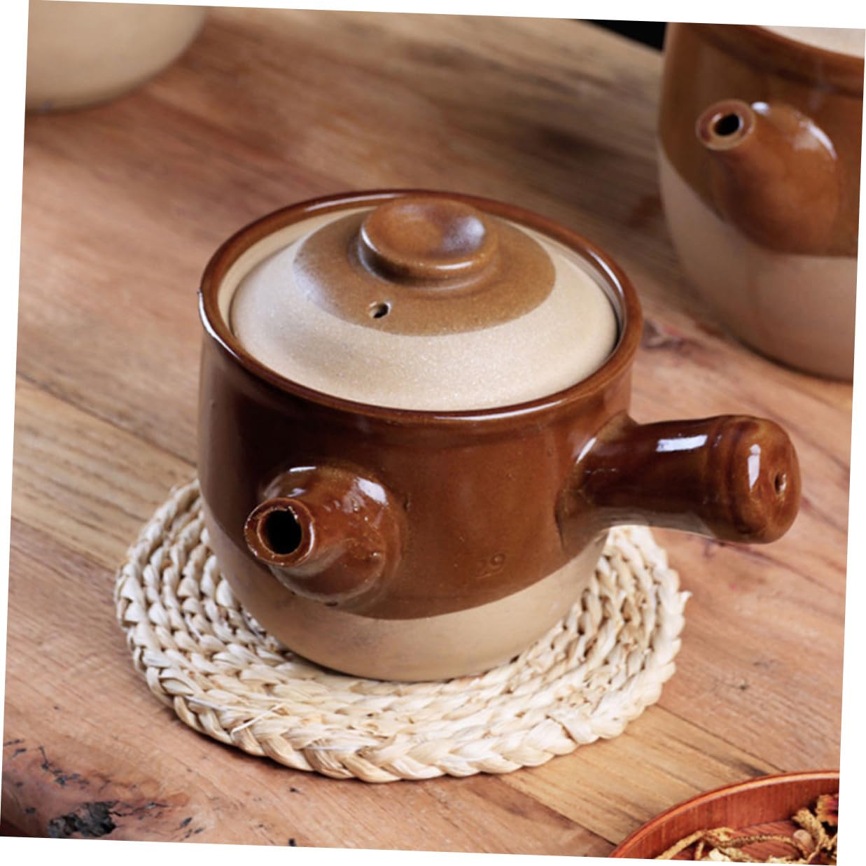BESPORTBLE Pentola in Terracotta 1,5l per Medicina Cinese, Anti-scottatura, per Cottura a Vapore e Preparazione di Tisane Tradizionali in Cucina