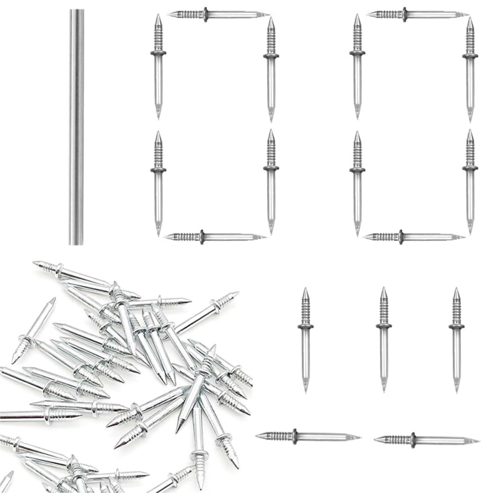 Lajhdcg 100Pcs 10-500Pcs Double Head Nails Set Rust-Proof Seamless Nails For Baseboards Strong Fixation Without Marks(100Pcs)