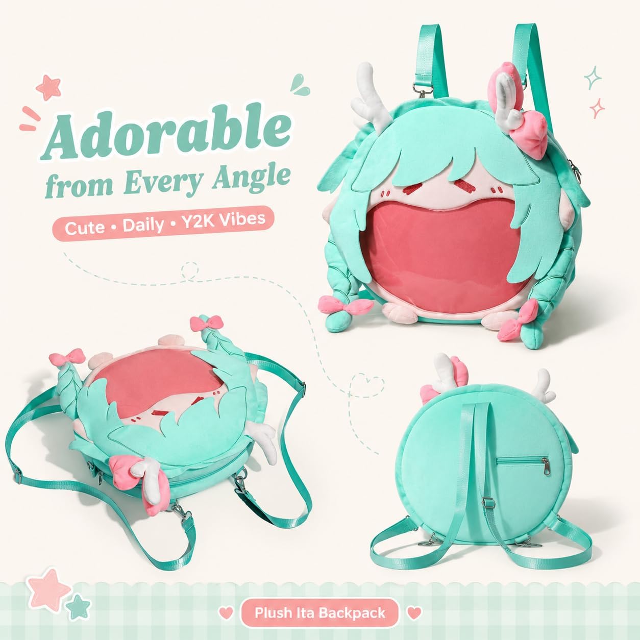 Kawaii Backpack with Kawaii Pin and Accessories, Comic-Con y2k Shoulder Bag Daypack cute Backpack Grunge Itabag Purse (Deer) image 3