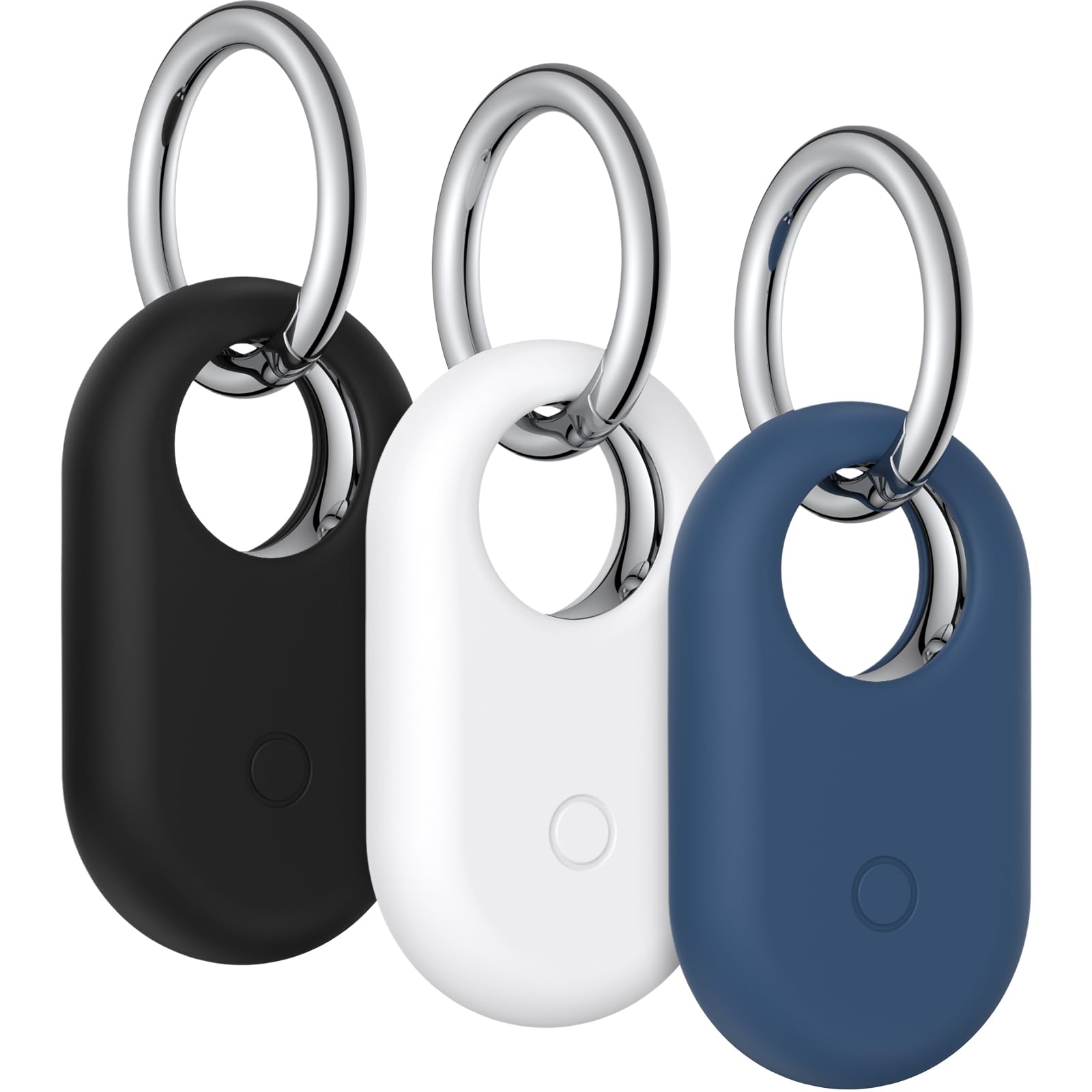 Case for Samsung Galaxy SmartTag 2 with Keyring, GPS Tracker Pendant Protective Case for Samsung Galaxy SmartTag 2 Cover (Black/Dark Blue/White)