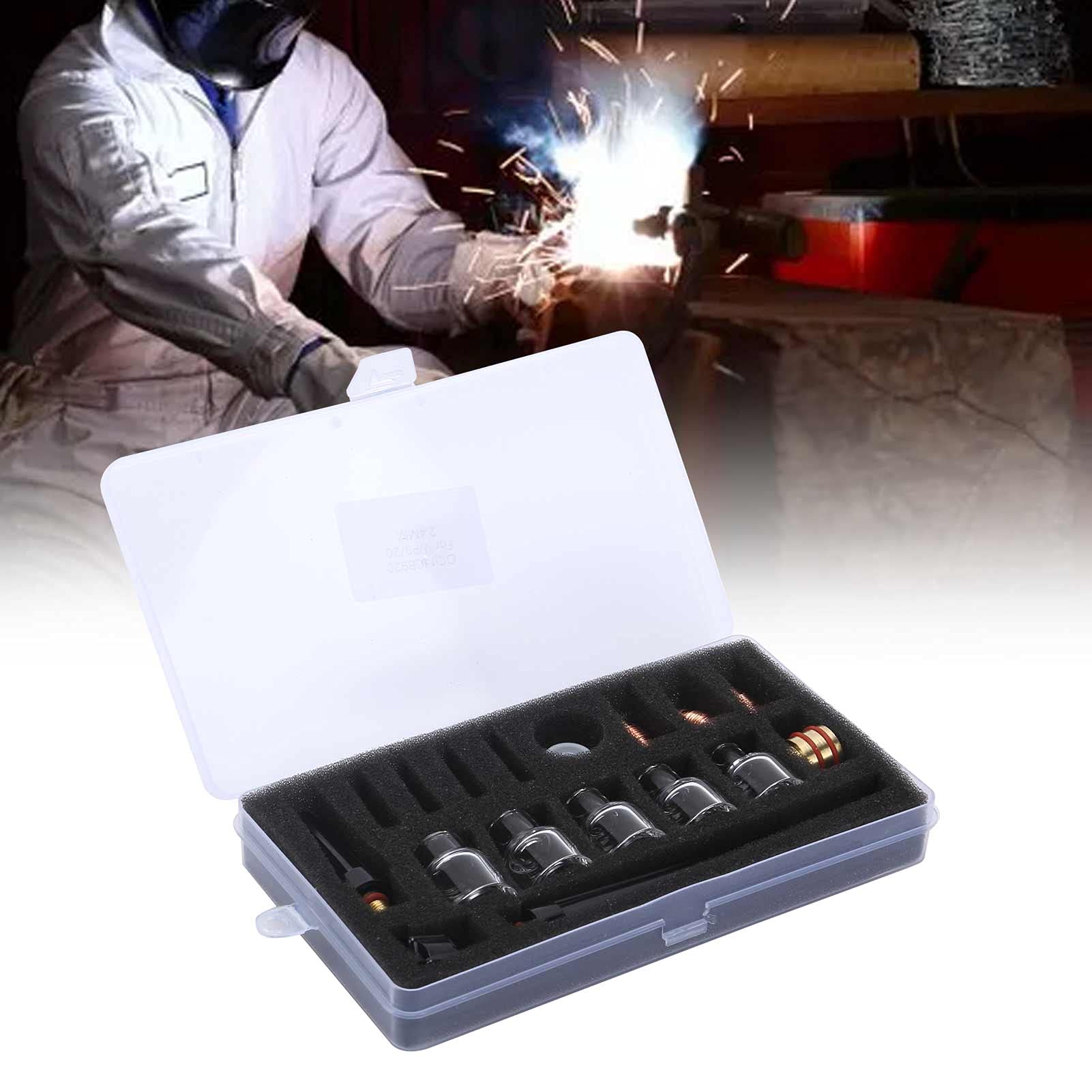 Kit di accessori per torce di saldatura Kit professionale per tazza di vetro, ugello, morsetto al tungsteno, set completo per WP9 WP20, parti di ricambio per pistola per saldatura