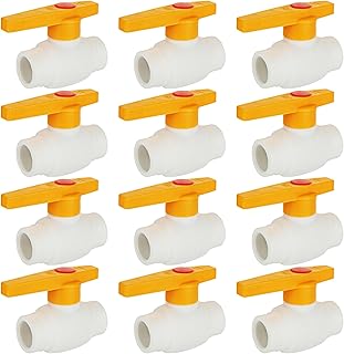 CYEAH Set of 12-1/2" PVC Ball Valve Water Pipe Shut-off Valve Socket with Yellow Handle, Water Valve PVC Pipe Fittings, Irrigation System for Cold Water Supply Lines