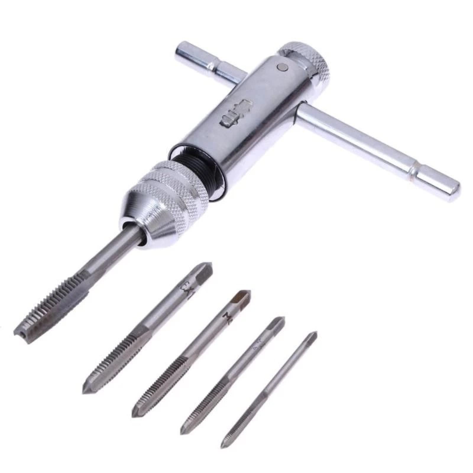 5PCS Metric Tap Set Di Rubinetti Punte Da Trapano Set Di Utensili A Mano M3-M8 Macchina Punta A Spirale Filettatura di Vite Rubinetti E Matrici Set Metallo Legno