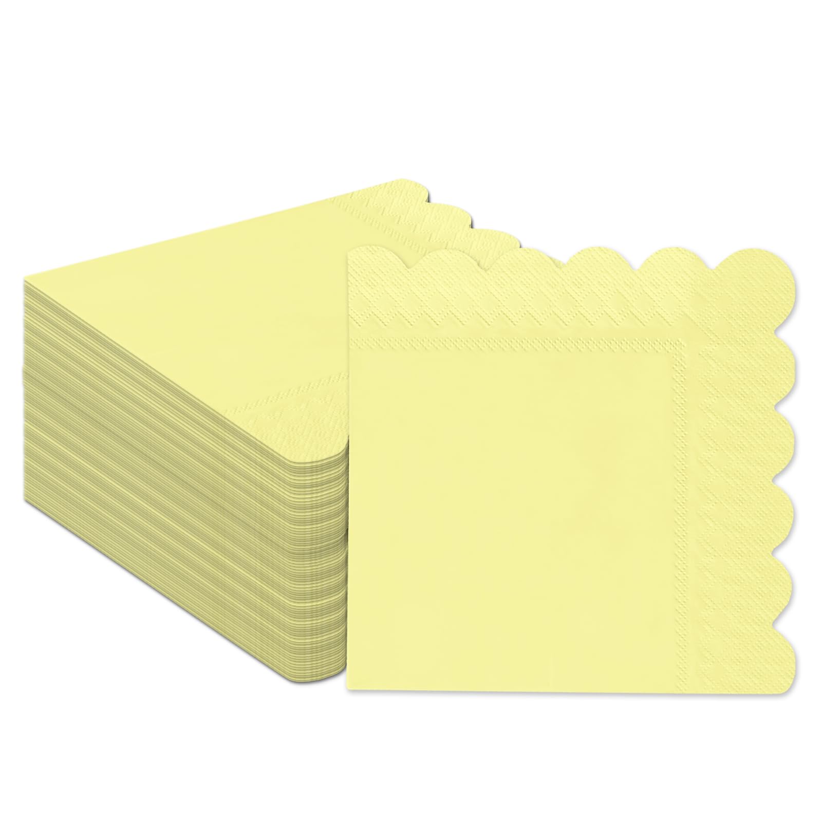 Gcardist Elegantes Gelb Cocktail Dinner Servietten 5x5inch Einweggetränk, Hochzeit, Geburtstagsfeier Dessert Welle Papierservietten (120 Count)