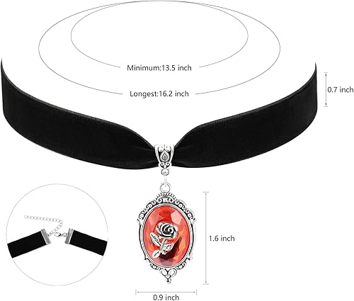 Miniatura 5 de HEXALOVA Gargantilla gótica victoriana, collar gótico, gargantilla de terciopelo negro para mujeres y niñas, joyería gótica vintage, Cristal