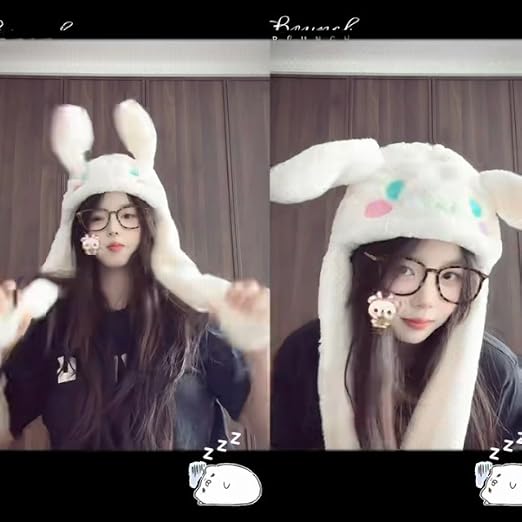 Roffatide Anime Ear Moving Jumping Hat Fluffy Beanie Cap Soft Warm