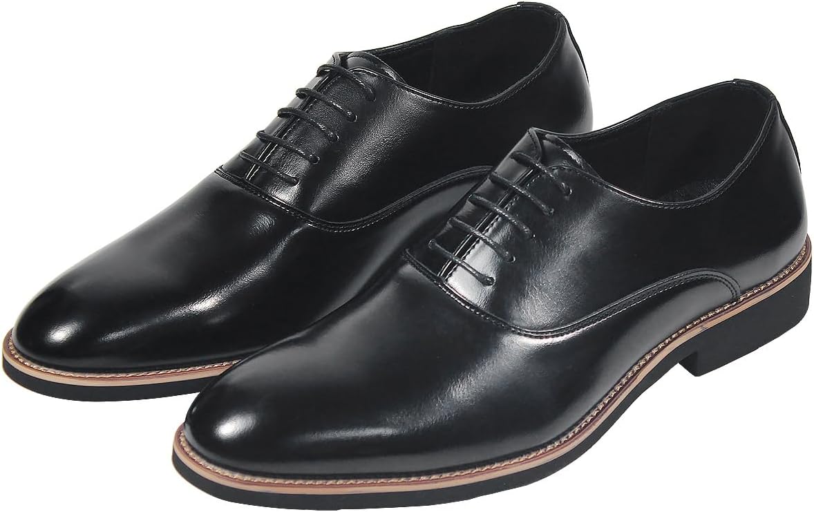 Men's Oxford Shoes Pointed Toe Leather Dress Shoes Lace Up Modern Classic Formal Shoes